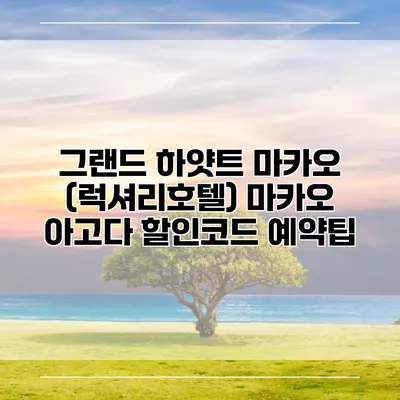 그랜드 하얏트 마카오 (럭셔리호텔) 마카오 아고다 할인코드 예약팁