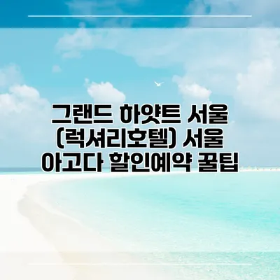 그랜드 하얏트 서울 (럭셔리호텔) 서울 아고다 할인예약 꿀팁