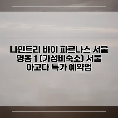 나인트리 바이 파르나스 서울 명동 1 (가성비숙소) 서울 아고다 특가 예약법