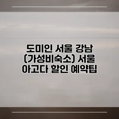 도미인 서울 강남 (가성비숙소) 서울 아고다 할인 예약팁