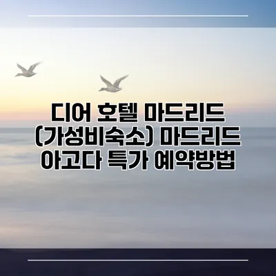 디어 호텔 마드리드 (가성비숙소) 마드리드 아고다 특가 예약방법