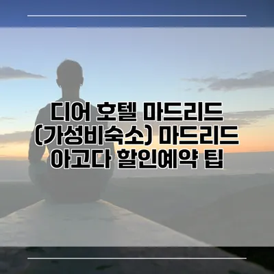 디어 호텔 마드리드 (가성비숙소) 마드리드 아고다 할인예약 팁