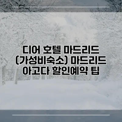 디어 호텔 마드리드 (가성비숙소) 마드리드 아고다 할인예약 팁