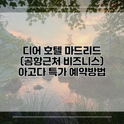 디어 호텔 마드리드 (공항근처 비즈니스) 아고다 특가 예약방법