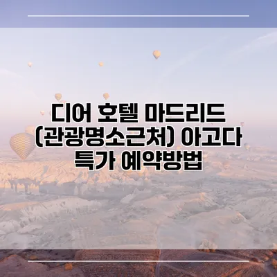 디어 호텔 마드리드 (관광명소근처) 아고다 특가 예약방법