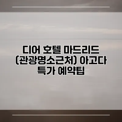 디어 호텔 마드리드 (관광명소근처) 아고다 특가 예약팁