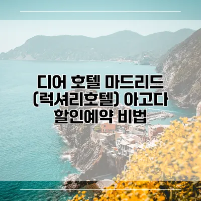 디어 호텔 마드리드 (럭셔리호텔) 아고다 할인예약 비법