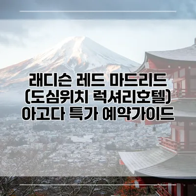 래디슨 레드 마드리드 (도심위치 럭셔리호텔) 아고다 특가 예약가이드