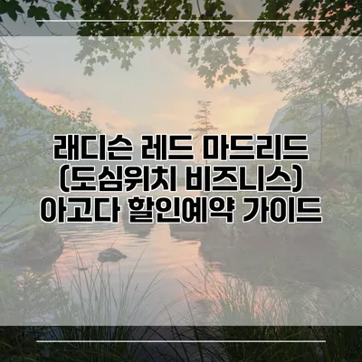 래디슨 레드 마드리드 (도심위치 비즈니스) 아고다 할인예약 가이드