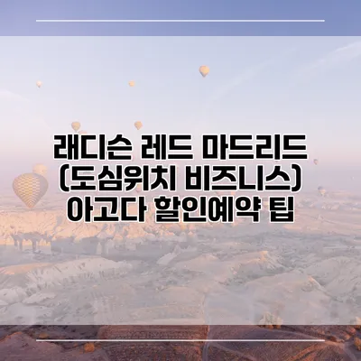 래디슨 레드 마드리드 (도심위치 비즈니스) 아고다 할인예약 팁