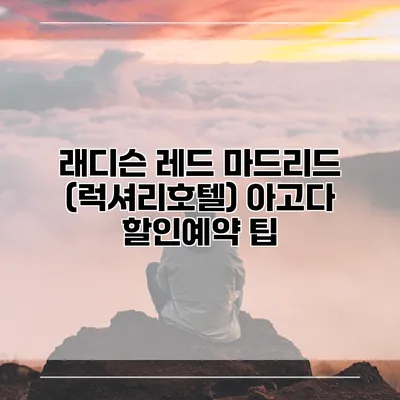 래디슨 레드 마드리드 (럭셔리호텔) 아고다 할인예약 팁