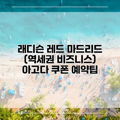 래디슨 레드 마드리드 (역세권 비즈니스) 아고다 쿠폰 예약팁