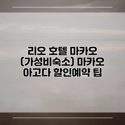 리오 호텔 마카오 (가성비숙소) 마카오 아고다 할인예약 팁