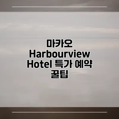 마카오 Harbourview Hotel 특가 예약 꿀팁