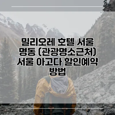 밀리오레 호텔 서울 명동 (관광명소근처) 서울 아고다 할인예약 방법