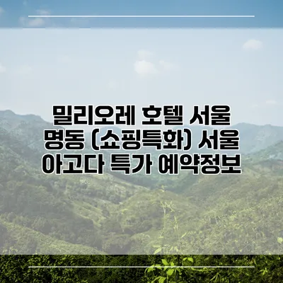 밀리오레 호텔 서울 명동 (쇼핑특화) 서울 아고다 특가 예약정보