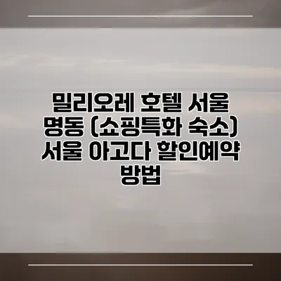 밀리오레 호텔 서울 명동 (쇼핑특화 숙소) 서울 아고다 할인예약 방법