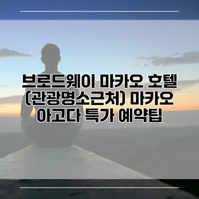 브로드웨이 마카오 호텔 (관광명소근처) 마카오 아고다 특가 예약팁