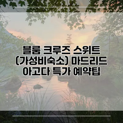 블룸 크루즈 스위트 (가성비숙소) 마드리드 아고다 특가 예약팁