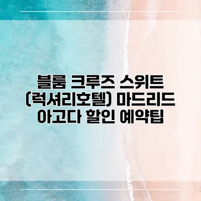 블룸 크루즈 스위트 (럭셔리호텔) 마드리드 아고다 할인 예약팁
