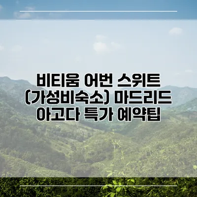 비티움 어번 스위트 (가성비숙소) 마드리드 아고다 특가 예약팁