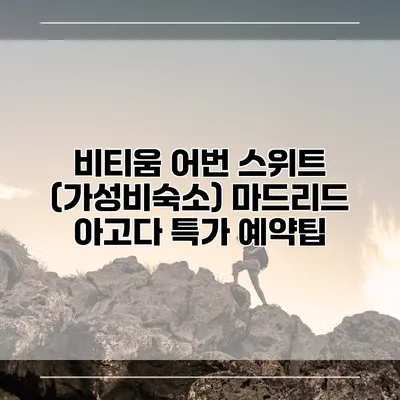 비티움 어번 스위트 (가성비숙소) 마드리드 아고다 특가 예약팁