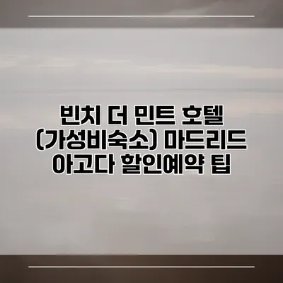 빈치 더 민트 호텔 (가성비숙소) 마드리드 아고다 할인예약 팁