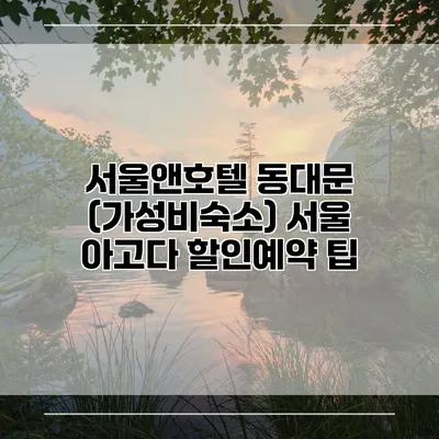 서울앤호텔 동대문 (가성비숙소) 서울 아고다 할인예약 팁