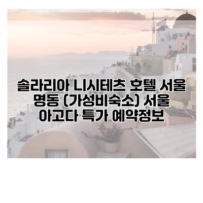 솔라리아 니시테츠 호텔 서울 명동 (가성비숙소) 서울 아고다 특가 예약정보