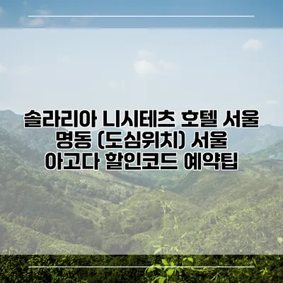 솔라리아 니시테츠 호텔 서울 명동 (도심위치) 서울 아고다 할인코드 예약팁