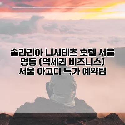 솔라리아 니시테츠 호텔 서울 명동 (역세권 비즈니스) 서울 아고다 특가 예약팁