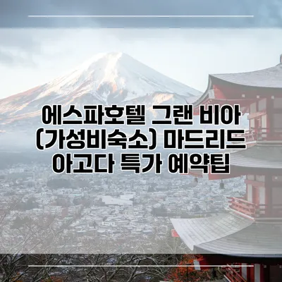 에스파호텔 그랜 비아 (가성비숙소) 마드리드 아고다 특가 예약팁