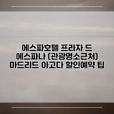 에스파호텔 프라자 드 에스파나 (관광명소근처) 마드리드 아고다 할인예약 팁