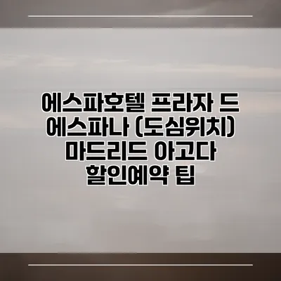 에스파호텔 프라자 드 에스파나 (도심위치) 마드리드 아고다 할인예약 팁