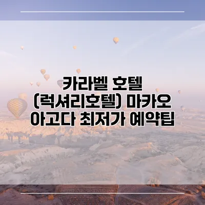 카라벨 호텔 (럭셔리호텔) 마카오 아고다 최저가 예약팁