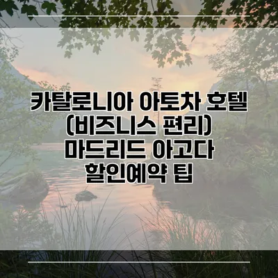 카탈로니아 아토차 호텔 (비즈니스 편리) 마드리드 아고다 할인예약 팁