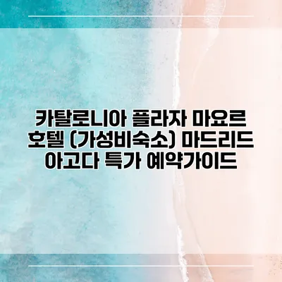 카탈로니아 플라자 마요르 호텔 (가성비숙소) 마드리드 아고다 특가 예약가이드