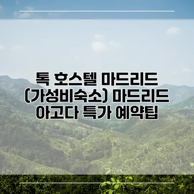 톡 호스텔 마드리드 (가성비숙소) 마드리드 아고다 특가 예약팁