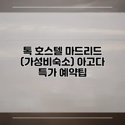 톡 호스텔 마드리드 (가성비숙소) 아고다 특가 예약팁