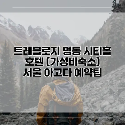 트레블로지 명동 시티홀 호텔 (가성비숙소) 서울 아고다 예약팁