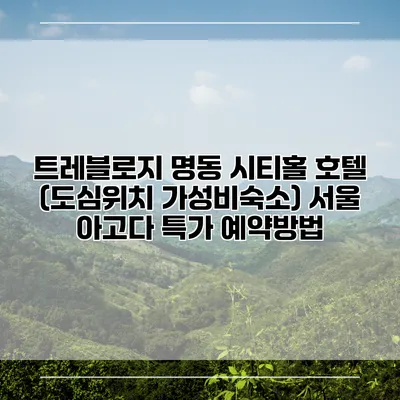 트레블로지 명동 시티홀 호텔 (도심위치 가성비숙소) 서울 아고다 특가 예약방법