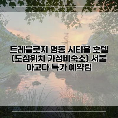트레블로지 명동 시티홀 호텔 (도심위치 가성비숙소) 서울 아고다 특가 예약팁
