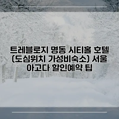 트레블로지 명동 시티홀 호텔 (도심위치 가성비숙소) 서울 아고다 할인예약 팁