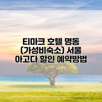 티마크 호텔 명동 (가성비숙소) 서울 아고다 할인 예약방법