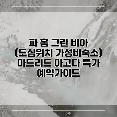 파 홈 그란 비아 (도심위치 가성비숙소) 마드리드 아고다 특가 예약가이드