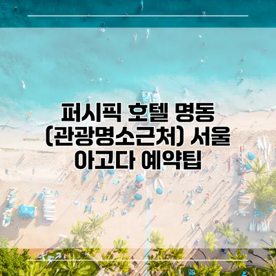 퍼시픽 호텔 명동 (관광명소근처) 서울 아고다 예약팁