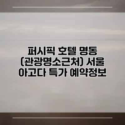 퍼시픽 호텔 명동 (관광명소근처) 서울 아고다 특가 예약정보