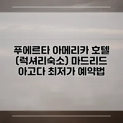푸에르타 아메리카 호텔 (럭셔리숙소) 마드리드 아고다 최저가 예약법