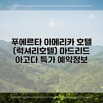 푸에르타 아메리카 호텔 (럭셔리호텔) 마드리드 아고다 특가 예약정보