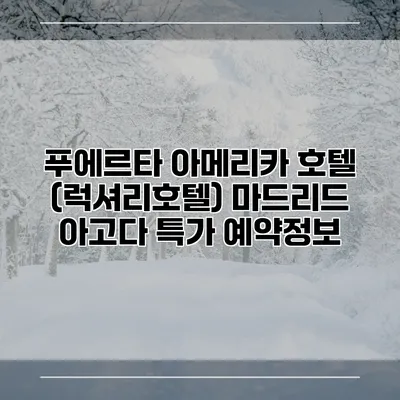 푸에르타 아메리카 호텔 (럭셔리호텔) 마드리드 아고다 특가 예약정보